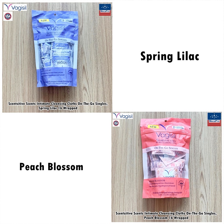 Vagisil® Scentsitive Scents Intimate Cleansing Cloths On-The-Go Singles 16 Wrapped แผ่นเช็ดทำความสะอ