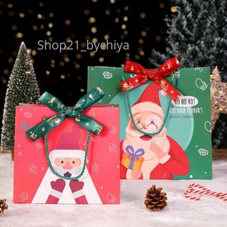 🎄พร้อมส่ง 🌲 ถุงกระดาษ ถุงของขวัญลายคริสต์มาสสวยๆ พร้อมโบว์หรูๆ Christmas