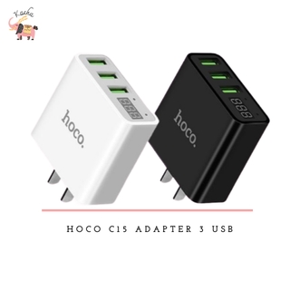 Hoco C15 Adapter 3 USB Charger หัวชาร์จไฟบ้าน ปลั๊กชาร์จ 3.0A Max แท้ รองรับมือถือและแท็ปเลต ทุกรุ่น