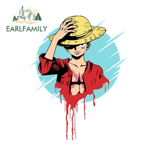 Earlfamily สติกเกอร์ไวนิล ลายอนิเมะ One Piece Monkey D Luffy กันน้ํา สําหรับติดตกแต่งรถยนต์ แล็ปท็อป รถจักรยานยนต์ 13 ซม. x 10.3 ซม.