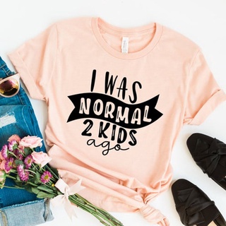 [S-5XL]เสื้อยืดแฟชั่น พิมพ์ลาย I Was Normal 2 Ago Mom Life Love Dogs Cats