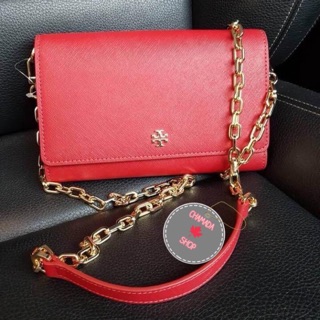 💕TORY BURCH EMERSON ROBINSON CHAIN LEATHER WALLET CROSSBODY