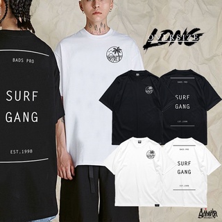 🔥 12.12 SALE 🔥 ® Oversize Long รุ่น SURF GANG ( สกรีนนูน ) สีขาว  สีดำ เสื้อทรงA   M L / OLS