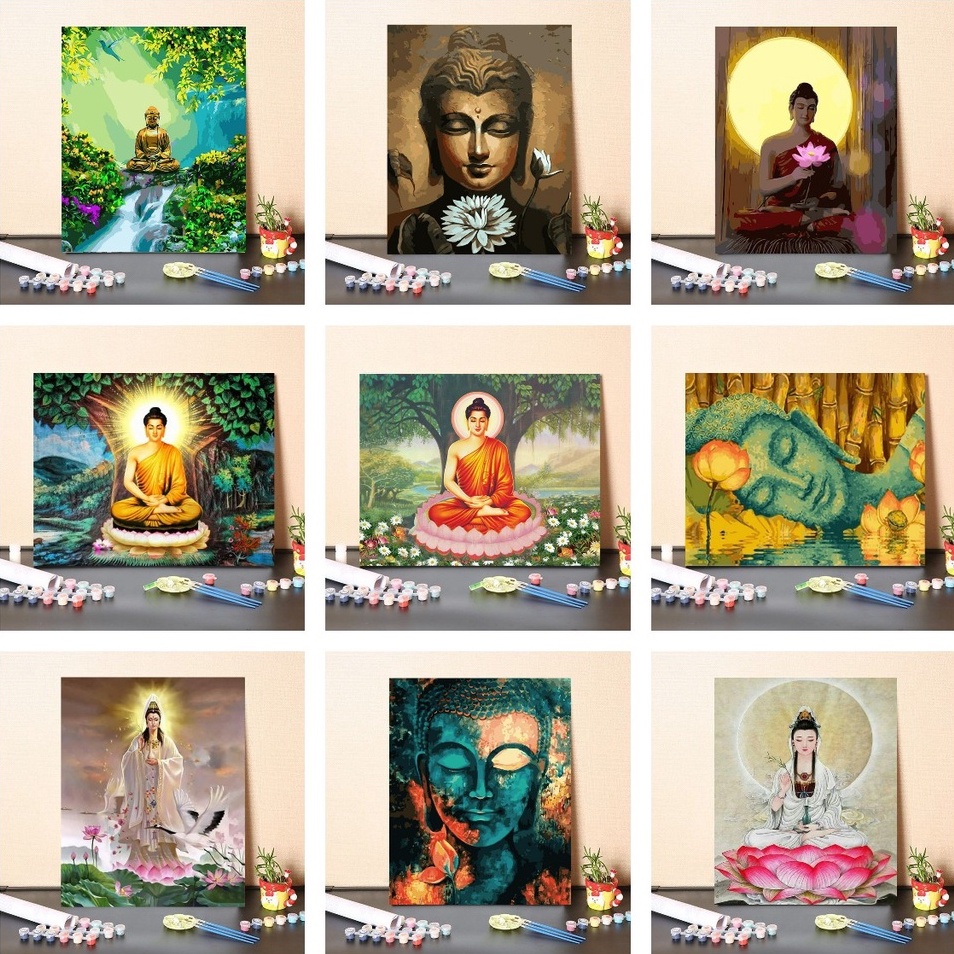 ระบายสีตามตัวเลข ขึงเฟรมไม้พร้อมอุปกรณ์ ขนาด 40×50 ซม ของขวัญ DIY สำหรับตกแต่งบ้าน