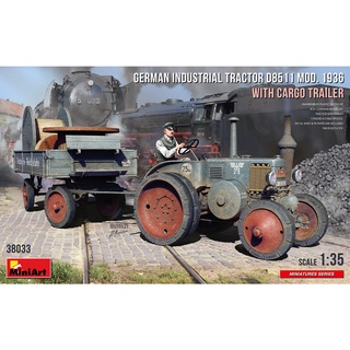 โมเดลประกอบ MiniArt 1/35 MI38033 GERMAN INDUSTRIAL TRACTOR D8511 MOD. 1936 WITH CARGO TRAILER