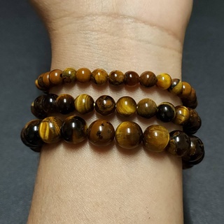 ข้อมือหินไทเกอร์อาย Tiger eye ขนาด 6-10 มม.