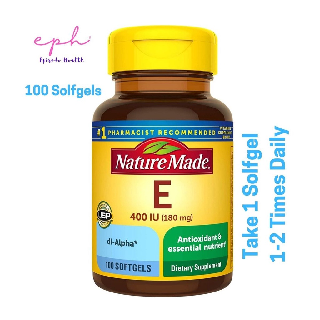 Nature Made Vitamin E 400 IU 100 Softgels วิตามินอี 100 ซอฟท์เจล