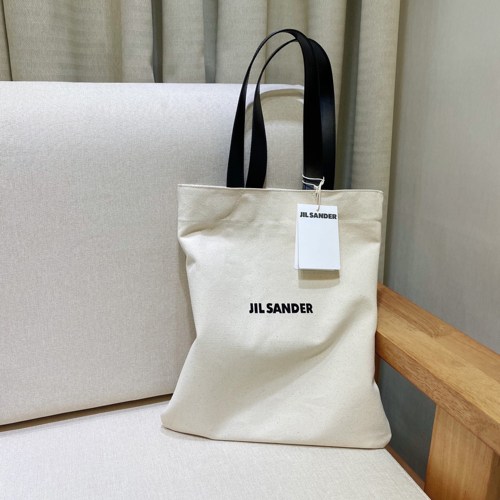 Jil SANDER Unisex Minimalism Medium Logo-Printed Leather & Canvas