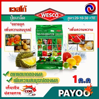 บรรจุ 1 กิโลกรัม WESCO ปุ๋ย 20-10-30 +TE (ธาตุรองเสริม) ปุ๋ยเกล็ด ปุ๋ยเกร็ด เวสโก้ ขยายขนาดและเพิ่มความสมบูรณ์ของผล