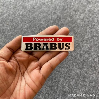 โลโก้ BENZ Powered by BRABUS ชิ้นงานอลูมิเนียมบาง ขนาด 8x2.5cm