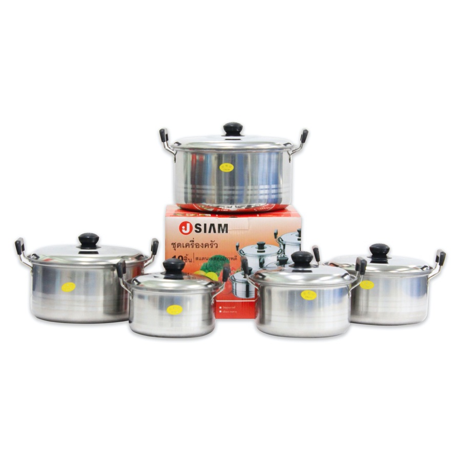 Jsiam ชุดหม้อสแตนเลส ชุดหม้อ 5 ใบ หม้อแขก อเนกประสงค์ รุ่น ME-CS-002 ใช้กับเตาแม่เหล็กได้