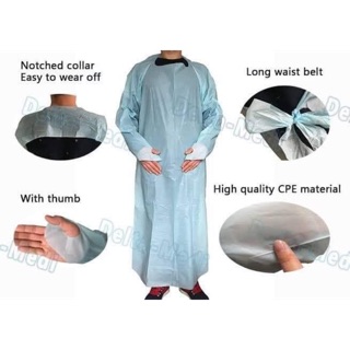 Isolate Gown CPE (30 ชุด) ชุดกาวน์กันสารคัดหลั่งกันน้ำ กันน้ำลาย น้ำหนักเบา ใช้ในโรงพยาบาล