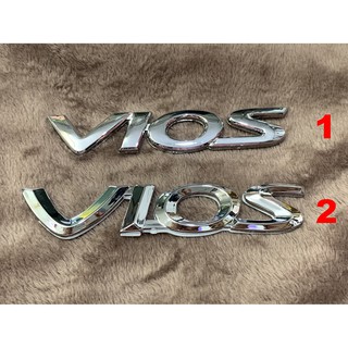 VIOS TOYOTA LOGO BADGE สติ๊กเกอร์ ตรา สัญลักษณ์ อักษร ฝาท้าย โลโก้ วีออส โตโยต้า สีเงิน โครเมียม chorme silver