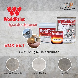 สีปูนเปลือย สีปูนลอฟท์ ปูนเปลือย ปูนลอฟท์ เวิลด์ลอฟท์ world loft ปูนฉาบสำเร็จ Box set ขนาด 12 กิโลกรัม อุปกรณ์ครบชุด