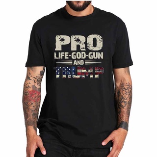 เสื้อยืดลําลอง ผ้าฝ้าย แขนสั้น พิมพ์ลาย Miss Me Yet Trump 2024 Pro Life God Gun And Trump สําหรับผู้ชาย ไซซ์ EU 2024S-5X