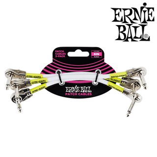 ERNIE BALL® สายพ่วงเอฟเฟค ยาว 15 ซม. หัวงอ/หัวงอ แบบหัวแบน (1 แพ็คมี 3 เส้น / P06052) &lt;&lt; 6IN Patch Cable / Flat Heads &gt;&gt;