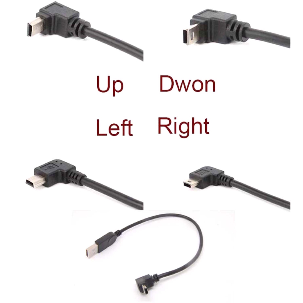 มุม 90 องศา Usb Type-A ชาย Mini Usb Type-B 5Pin อะแดปเตอร์สายเคเบิลชาย Charge & Data Sync