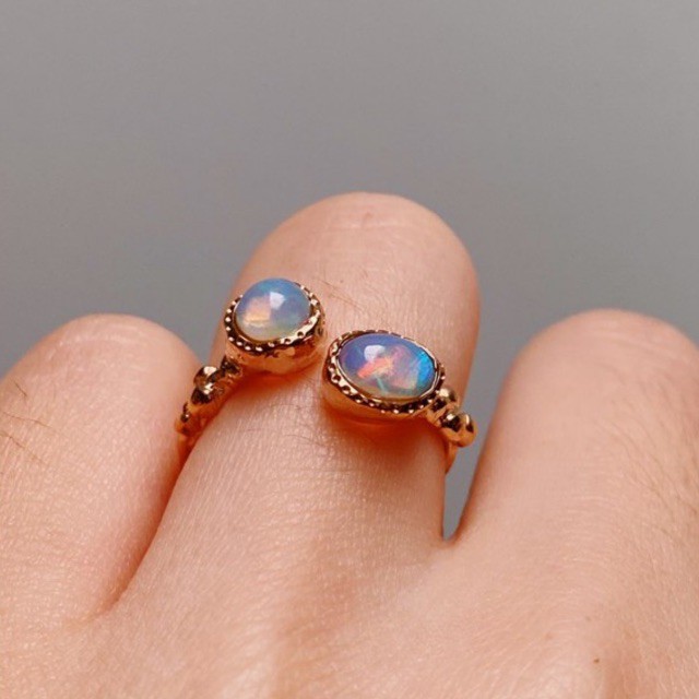 LUCYSUMMER แหวนเงินแท้ รุ่น Couple Coral พลอย Opal และ Moonstone (รับประกันพลอยแท้)