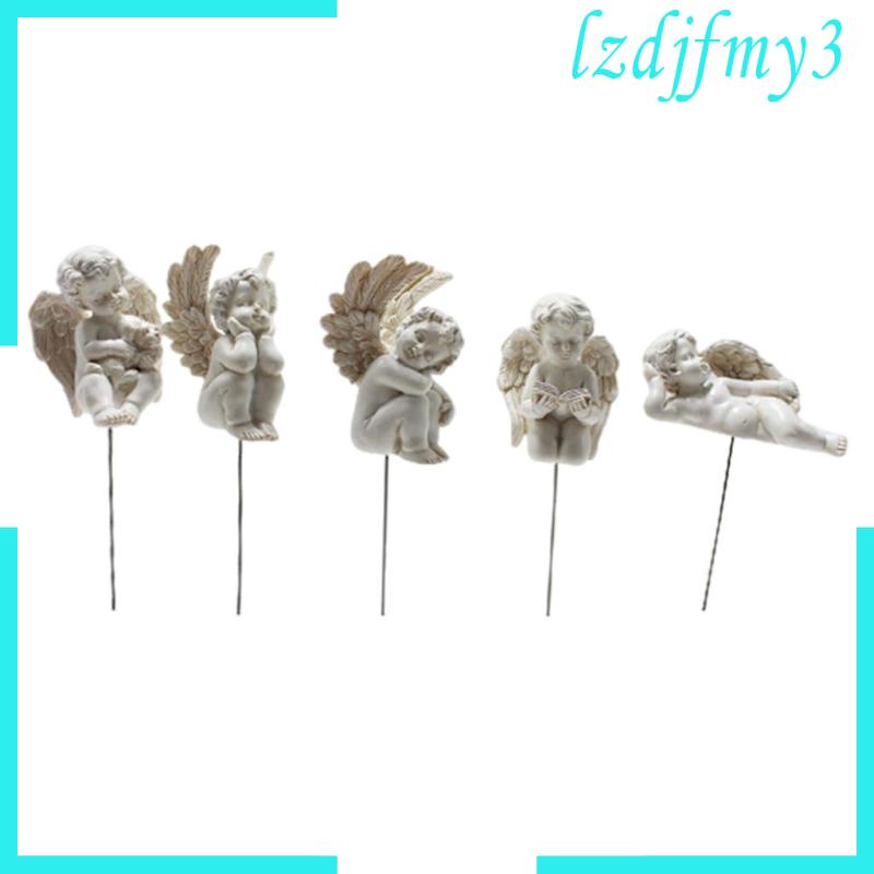 5Pcs Miniature Angel Statue Garden Stakes Angel Wing for Outdoor Yard ...