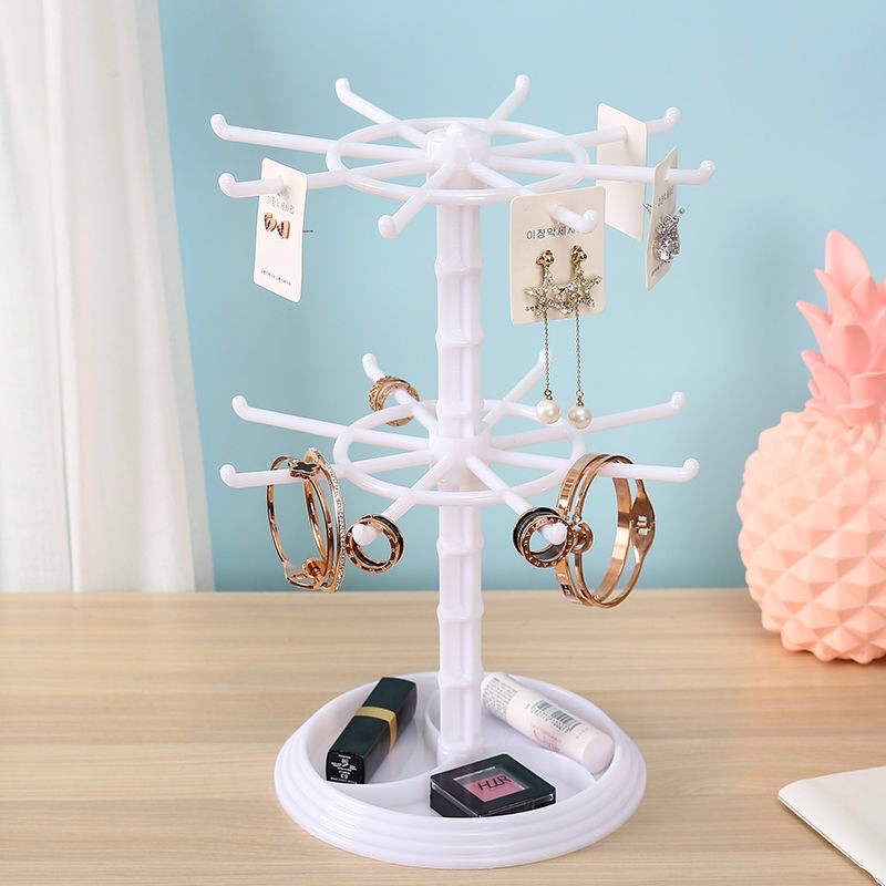 โชว์เครื่องประดับพลาสติก ทรงทานตะวัน ถาดหมุนได้ มี3สี|พร้อมส่ง