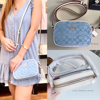 👑ผ่อน0%~แท้100%👑ca732 กระเป๋าสะพาย Coach Mini Jamie Camera Bag In Signature Chambray c9926