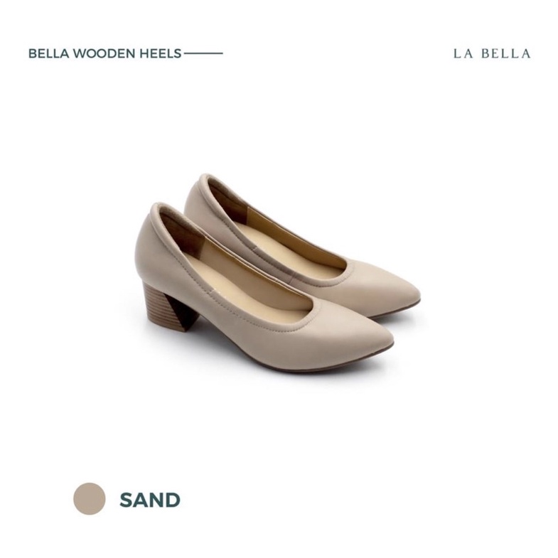 รองเท้าหนังแท้ la bella รุ่น Bella wooden heels (liked new) size 41 สูง 2 นิ้ว