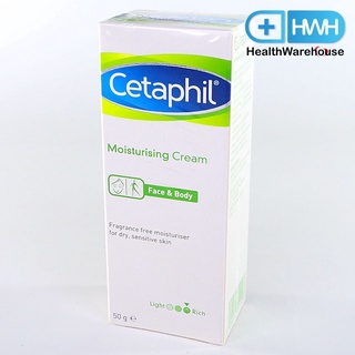 Cetaphil Moisturizing Cream 50 g. เซตาฟิล มอยส์เจอไรซิ่ง ครีม บำรุงผิวหน้าและผิวกาย 50 g.