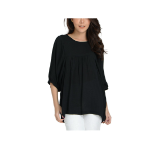โปรโมชั่น : CD COTTON BLOUSE เสื้อซีแอนด์ดี เสื้อไม่มีปก แขนยาว ผ้าคอตตอน สีดำ CL5OBL