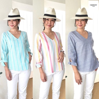 Amy Linen top เสื้อคอตตอนผสมลินิน