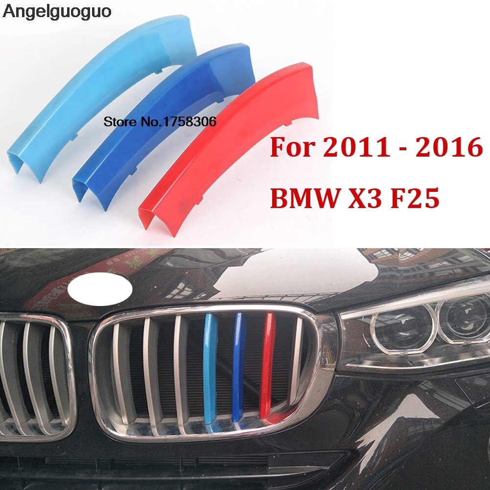 3D สีสัน M sport power รถกระจังหน้า Trim Strip grill motorsport สติกเกอร์สําหรับ BMW X3 F25 G01 2010