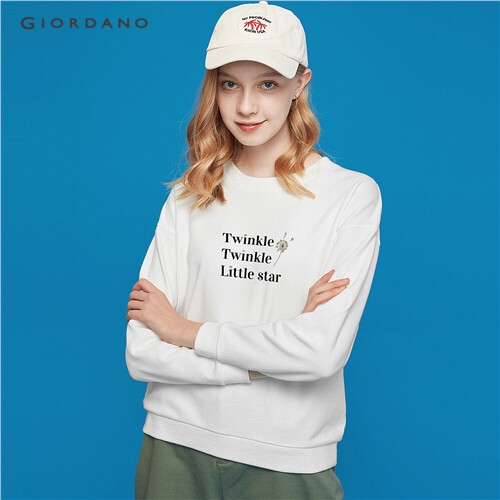 GIORDANO WOMEN Printed loose pullover sweatshirt 99399433