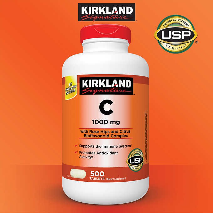 (Exp 08/24) Kirkland Signature Vitamin C 1000 mg with Rose Hip - 500 เม็ด วิตามินซี 1000mg (500 เม็ด)