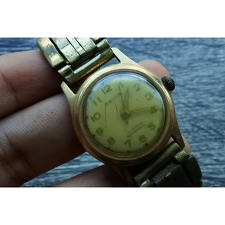 นาฬิกา Vintage มือสองญี่ปุ่น P1 ทอง 14K GOLD 17J ระบบ ไขลาน ผู้ชาย ทรงกลม กรอบทอง หน้าทอง หน้าปัด 31mm