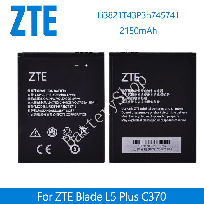 Original แบตเตอรี่ LI3821T43P3H745741 สำหรับ ZTE ใบมีด L5 PLUS C370 เปลี่ยนแบตเตอรี่ 3.8V ความจุจริง