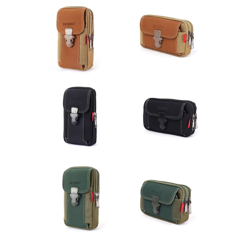 Timi ผู้ชาย Vintage ผ้าใบเอวกระเป๋าโทรศัพท์กระเป๋ากีฬาเข็มขัดสะโพกเข็มขัด Loop Holster กระเป๋าสตางค์พกพาสําหรับกระเป๋า