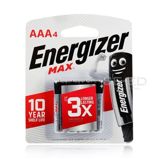 ถ่านอัลคาไลน์ เอเนอไจเซอร์แม๊กซ์ E92 AAA แพ็ก 4 ก้อน (Energizer Max Alkaline E92 AAA BP4)