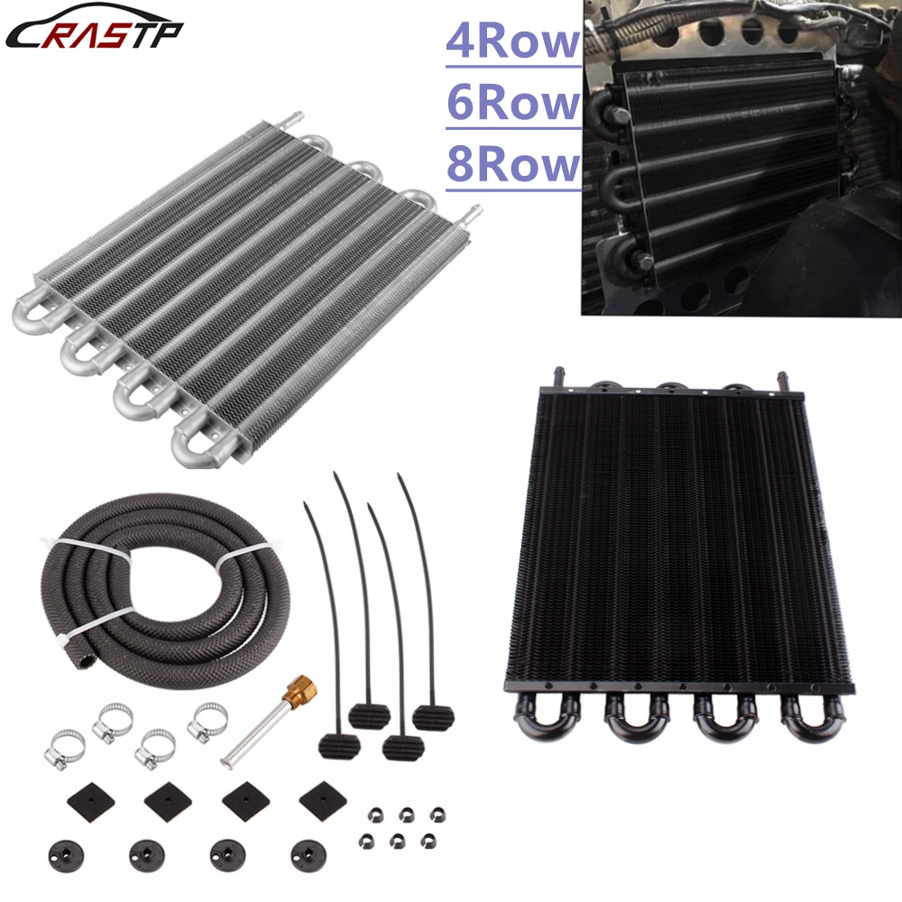 New 4/6/8 Row Oil Cooler Kit Radiator Car Transmission Aluminum Plate &amp; Fin Oil Cooler Auto-Manual Radiator Converte