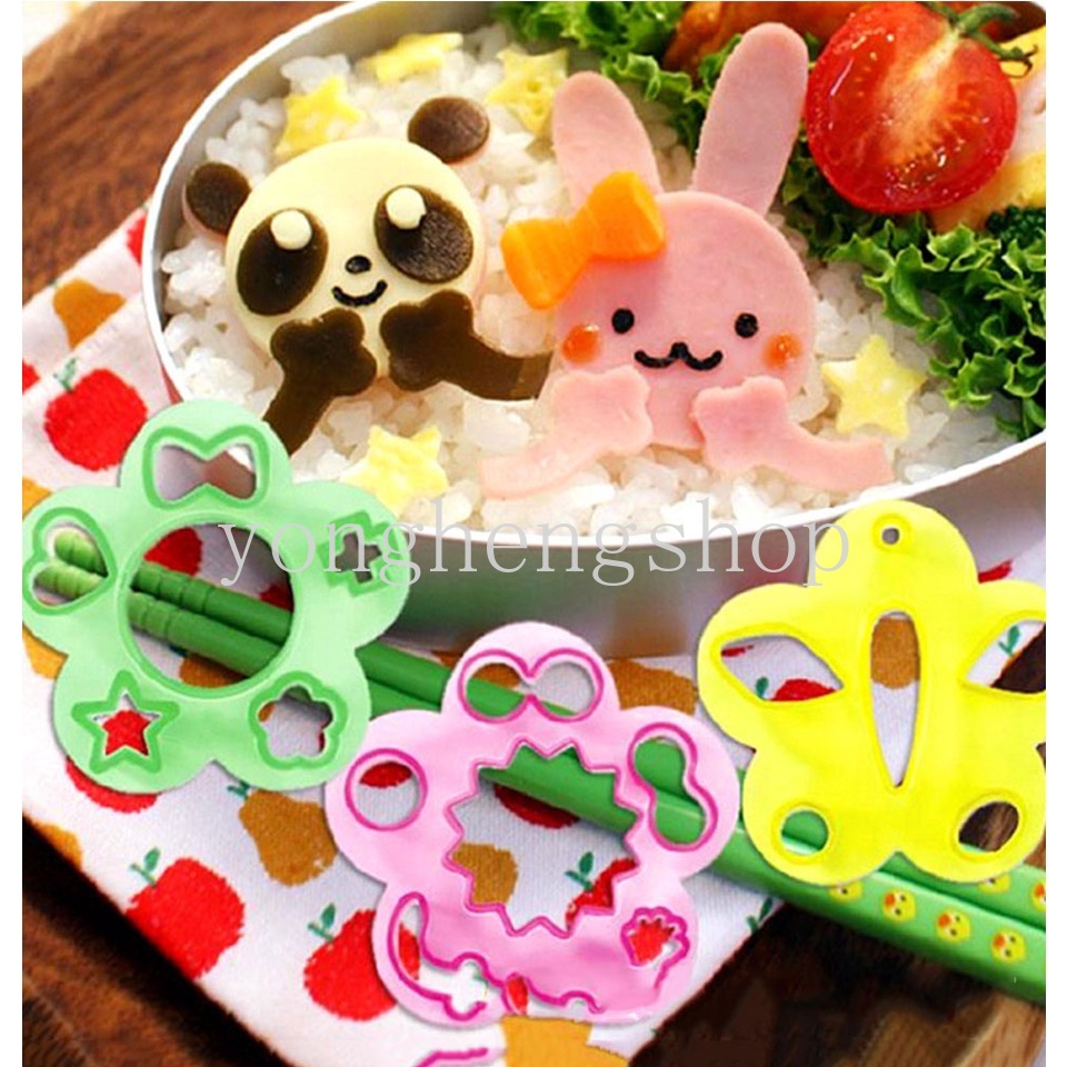 ชุดแม่พิมพ์ตัดข้าวปั้น ข้าวปั้น ซูชิ ลายการ์ตูน 3 ชิ้น ต่อชุด DIY