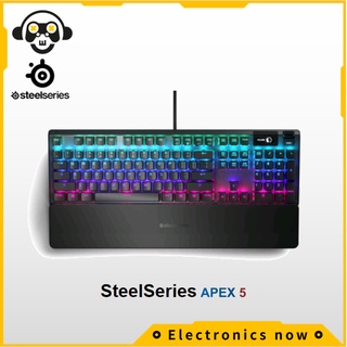 Steelseries Apex 5 Hybrid คีย์บอร์ดเล่นเกม – Per-Key Rgb เรืองแสง – เครื่องบินอลูมิเนียมอัลลอยด์ – Oled สมาร์ท – สีฟ้า (64532)