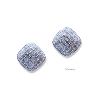 Tiffjewelry ต่างหูแฟชั่น เงินแท้ เพชร CZ สวิส100% เพชรละเอียดยิบสวยงาม
