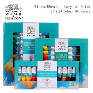 Winsor &amp; Newton ชุดหลอดสีอะคริลิค 10 มล. 12 18 24 สี