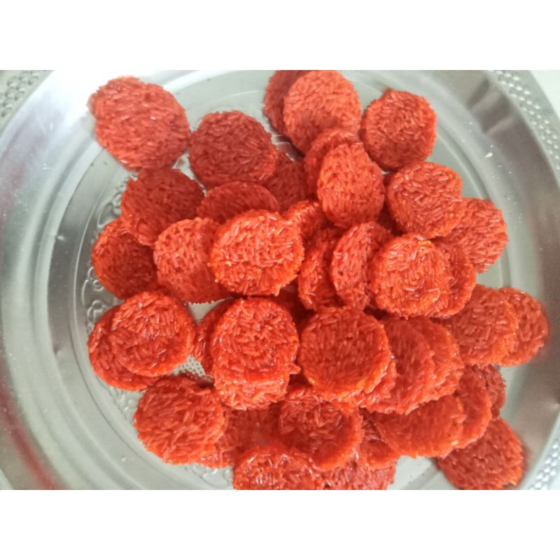 (สีส้ม แครอท สีเดียว)ข้าวแต๋นน้ำแต๋นโมดิบ 4เซน  1 กิโลกรัม