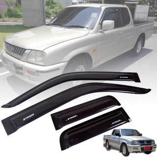 กันสาดประตู คิ้วกันสาด กันแดด กันฝน รุ่น มิตซูบิชิ สตราด้า MITSUBISHI STRADA L200 ปี 1996 - 2004 สีดำเงา โลโก้ขาว