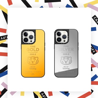 Casetify Muzik Tiger เคสโทรศัพท์มือถือซิลิโคน TPU ลายเสือ Muzik Tiger Goldbar สีเงิน สไตล์เกาหลี สําหรับ For iPhone 7 8 Plus X XS XR 11 12 13 Pro Max SE 2022