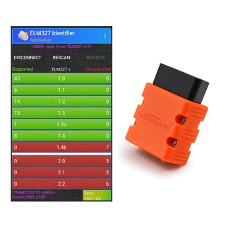 Konnwei KW902 เครื่องสแกนเนอร์อ่านโค้ด บลูทูธ ELM327 V1.5 PIC18f25k80 OBDII ELM 327 OBD2 Android icar2