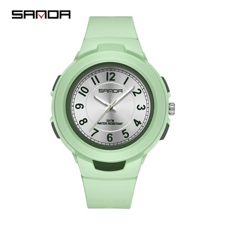 Sanda 2022 นาฬิกาข้อมือสปอร์ต กันน้ํา สีพื้น สําหรับเด็กผู้ชาย ผู้หญิง 6095-6