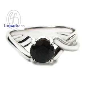 Finejewelthai-แหวนนิล-นิลแท้-แหวนเงินแท้-แหวนพลอย-Black-Spinel-Onyx-Silver-Ring-R1040on