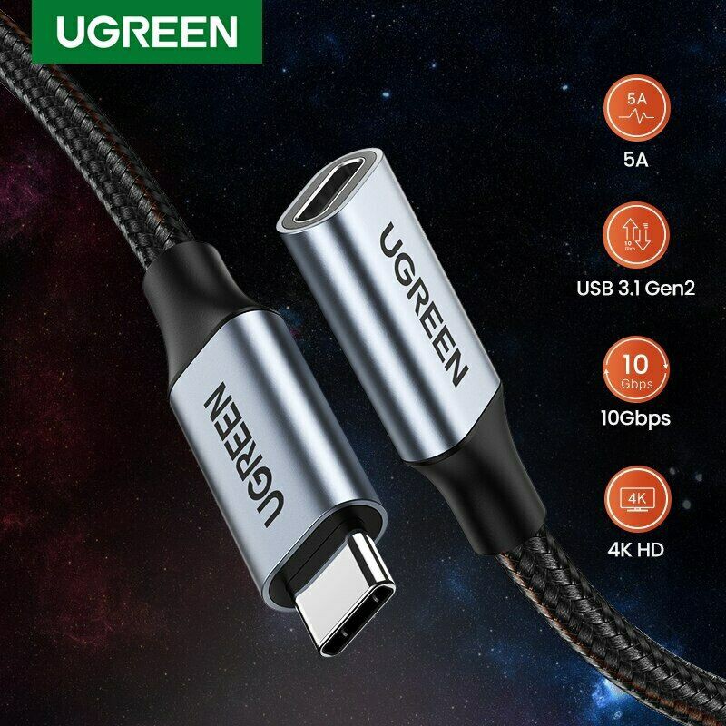 UGREEN 0.5/1เมตร USB C Extension Cable USB Type C 3.1 Gen 2 Data Transfer Fr Macbook Pro  iPad(US372
