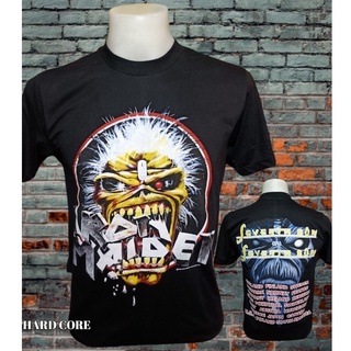 เสื้อยืดผ้าฝ้ายพิมพ์ลายขายดีเสื้อวง IRON MAIDEN วงร็อคในตำนาน ไม่มีตะเข็บข้าง คอฟิต ป้ายUS เสื้อวินเทจ เสื้อร็อค เสื้อทั