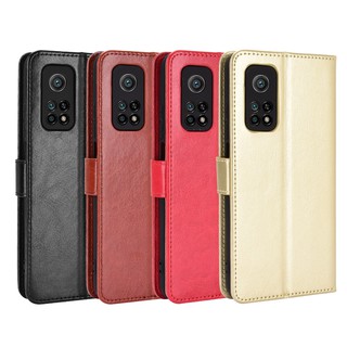 เคสโทรศัพท์หนัง แบบฝาพับ พร้อมช่องใส่บัตร สําหรับ Xiaomi Mi 10T (5G) 10T Pro (5G) 10T Lite (5G) Redmi K30s UltraCrazy Horse